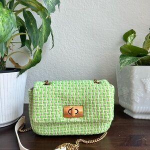 Green Tweed Crossbody Bag